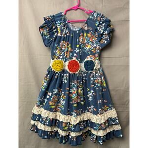 Ruffles by Tutu and Lulu Girls Blue Floral Dress, Size 7